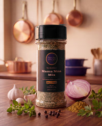Mama Nina Mix 5.5 oz jar on a kitchen counter