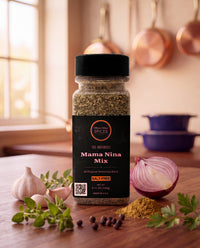 Mama Nina Mix 9.5 oz bottle on a kitchen counter