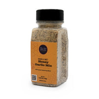 Honey Garlic Mix 9.5 oz bottle, side angle