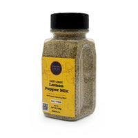 Lemon Pepper Mix 9.5 oz bottle, side angle