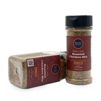 Roasted Chicken Mix 9.5 oz bottle lying beside the smaller jar
