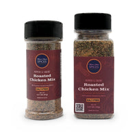 Roasted Chicken Mix 5.5 oz jar standing next to the larger bottle