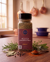 Roasted Chicken Mix 9.5 oz bottle on a kitchen counter